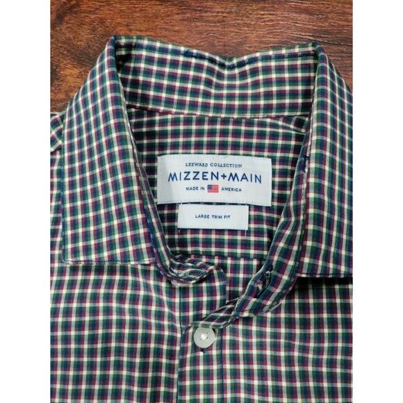 Mizzen + Main Trim Fit Plaid Long Sleeve Button-Up Shirt Multicolor Men's Large - Picture 2 of 8